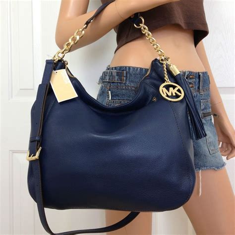 large navy michael kors purse|Michael Kors navy shoulder purse.